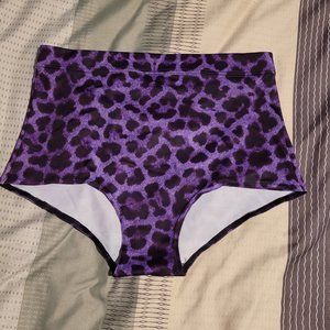 Devil Walking Purple Leopard High Wasted Shorts